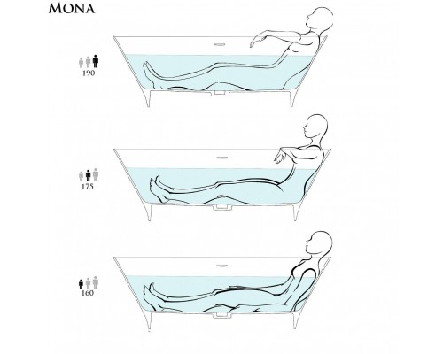 Salini Mona Ванна отдельностоящая 180x80x59.5cм, донный клапан UpDown, сифон, слив-перелив, S-Stone, цвет: белый матовый. 102921M Salini Mona Ванна отдельностоящая 180x80x59.5cм, донный клапан UpDown, сифон, слив-перелив, S-Stone, цвет: белый матовый. 102921M