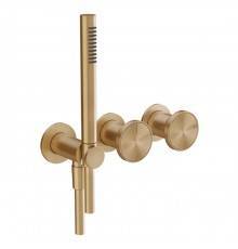 Gessi Origini Смеситель для ванны встраиваемый на 2 выхода, с ручной лейкой, цвет: Warm Bronze Br. PVD (внешняя часть). 66036#726