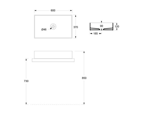Alice Hide Раковина 60x37х12см., накладная, без отв., цвет: белый глянцевый. 31130101