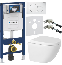 Комплект Унитаз подвесной BelBagno Sfera-r + Крышка Marino BB105SC с микролифтом, петли хром + Инсталляция Geberit Duofix UP 320 111.300.00.5 + Кнопка Sigma 01 115.770.11.5 белая + Крепления 111.815.00.1 к стене + Шумоизоляция