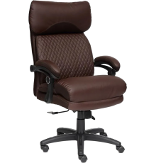 Кресло руководителя TetChair Chief, кожзам коричневый 36-36, коричневый стеганный 36-36, ткань коричневая 24