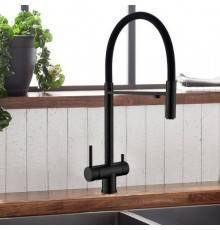 Смеситель для кухни с гибким изливом и подключением фильтра WesnaArt EKO05-160MatBlack, черный