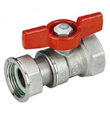 Краны шаровые Кран шаровой для счетчиков, 3/4”F x 1”гайка, ручка-бабочка, красная, ВР-отвод накидная гайка, хромир GIA R251PX005