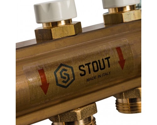 Распределительный коллектор из латуни без расходомеров STOUT 5 выходов (SMB 0468 000005) Распределительный коллектор из латуни без расходомеров STOUT 5 выходов (SMB 0468 000005)