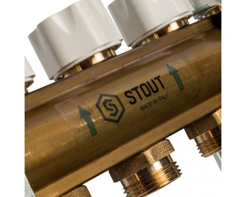 Распределительный коллектор из латуни без расходомеров STOUT 5 выходов (SMB 0468 000005) Распределительный коллектор из латуни без расходомеров STOUT 5 выходов (SMB 0468 000005)