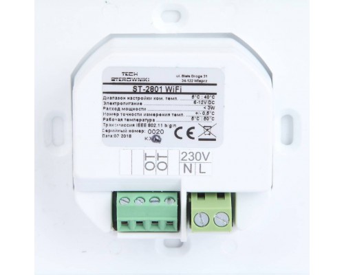 Комнатный регулятор с коммуникацией TECH OPENTHERM + коммуникации WI-FI, белый ST-2801 (ST-2801) Комнатный регулятор с коммуникацией TECH OPENTHERM + коммуникации WI-FI, белый ST-2801 (ST-2801)