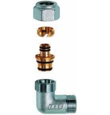 Фитинги цанговые Угольник 3/4, НР, с концовкой для м/п труб 20х2 FAR FC 5261 34 80204