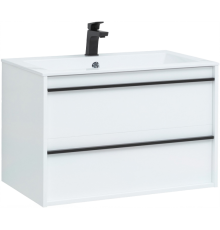 Тумба с раковиной Aquanet Lino 80 белый матовый