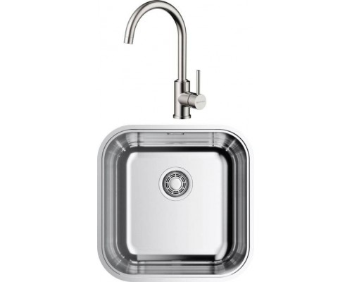 Комплект Мойка кухонная Omoikiri Omi 44-U/IF-IN Quadro нержавеющая сталь + Смеситель Shinagawa BN нержавеющая сталь