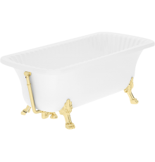 Ванна из искусственного камня Migliore Olivia 24393 175x80 см, отдельностоящая, с декоративными ножками, со сливом-переливом, фурнитура золото