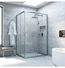 Душевой уголок Vegas Glass ZA-F Novo 100*90 07 01 профиль матовый хром, стекло прозрачное