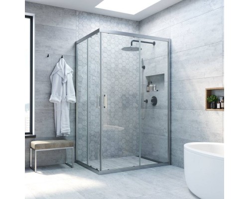 Душевой уголок Vegas Glass ZA-F Novo 100*90 07 01 профиль матовый хром, стекло прозрачное