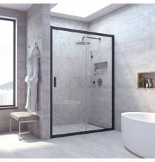 Душевая дверь в нишу Vegas Glass ZP NOVO 155 02М 01 155 см, профиль матовый черный, стекло прозрачное