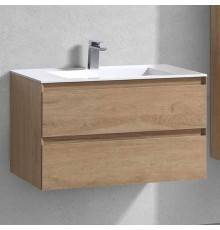 Тумба с раковиной Vincea Luka 80 2 ящика, натуральный дуб