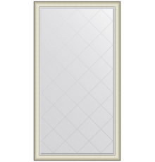Зеркало напольное Evoform Exclusive-G Floor BY 6394, 109х200 белая кожа с хромом, в багетной раме, с гравировкой