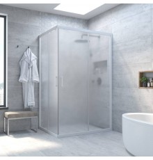 Душевой уголок Vegas Glass ZA-F Novo 90*80 01 10 профиль белый, стекло сатин