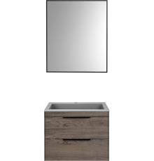 Мебель для ванной комнаты Vincea Chiara 2D 60, 2 ящика, темный дуб, с серой раковиной