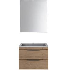 Мебель для ванной комнаты Vincea Chiara 2D 60, 2 ящика, натуральный дуб, с серой раковиной