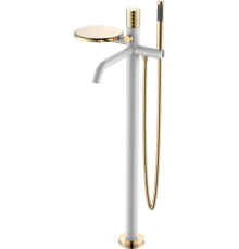 Напольный смеситель для ванны с душем Boheme Stick 129-WG white diamond gold