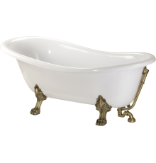 Ванна из искусственного камня Migliore Milady 26242 185x80 см, отдельностоящая, овальная, с декоративными ножками, со сливом-переливом, фурнитура бронза