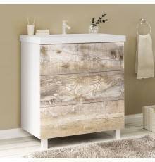 Тумба с раковиной Marka One Mix 60Н с 3 ящиками, бетон, push