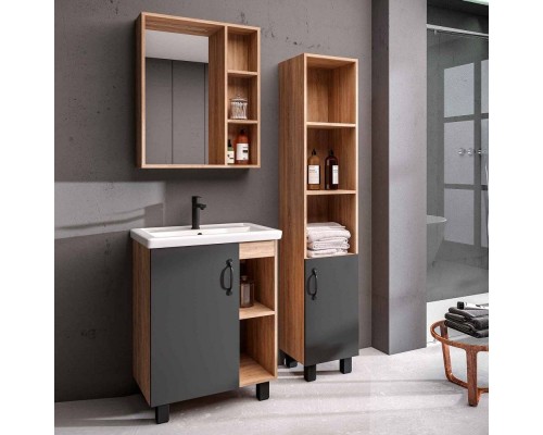 Мебель для ванной комнаты Grossman Флай 60 дуб сонома, серая