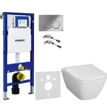 Комплект Унитаз подвесной Geberit Smyle Square 500.683.01.1 с крышкой-сиденьем с микролифтом + Крепления Duofix 111.815.00.1 к стене + Шумоизоляция 156.050.00.1 + Инсталляция UP 320 111.300.00.5 + Кнопка Sigma 01 115.770.21.5 хром