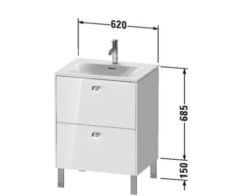 Duravit Brioso База напольная 62x47.9x68.5см с раковиной, 2 ящика, цвет: глянцевый белый. BR451002222,  23446300001