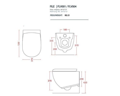 Artceram FILE 2.0 Унитаз подвесной Rimless 36x52 см, цвет: Blu zaffiiro