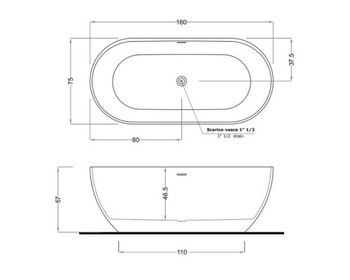 Gruppo Treesse Clivia Ванна 170x80x60см., отдельностоящая, цвет: белый глянец. V447BL