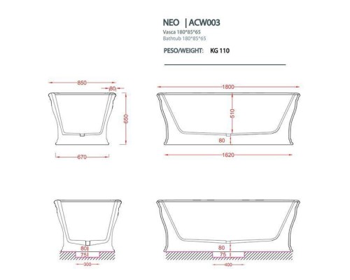 Artceram Neo Ванна отдельностоящая, 180х85хh65см, с переливом и слив.крышкой, Livingtec, цвет: черный глянцевый. ACW003 03 nero Artceram Neo Ванна отдельностоящая, 180х85хh65см, с переливом и слив.крышкой, Livingtec, цвет: черный глянцевый. ACW003 03 nero
