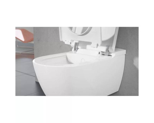 VilleroyBoch Viclean Унитаз-биде 38.5х59.5х36см., подвесной, в комплекте с сиденьем, покрытие CeramicPlus, цвет: альпийский белый. V0E100R1