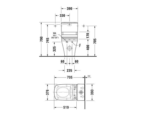 Duravit DuraStyle SensoWash Унитаз-моноблок, с вертикальным смывом, SensoWash, WonderGliss, цвет: белый. 0935000085,  21565900001