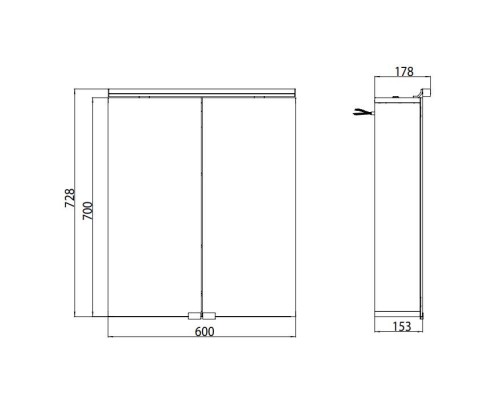 EMCO Pure Зеркальный шкаф 60x70см., LED-подсветка, 2 двери, 2 полки, розетка, без нижней подсветки. 9797 050 81 EMCO Pure Зеркальный шкаф 60x70см., LED-подсветка, 2 двери, 2 полки, розетка, без нижней подсветки. 9797 050 81