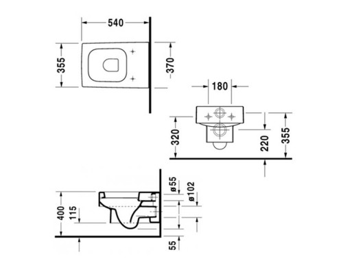 Duravit Vero Унитаз подвесной 37x54.5см, с вертикальным смывом, цвет: белый. 2217090000 Duravit Vero Унитаз подвесной 37x54.5см, с вертикальным смывом, цвет: белый. 2217090000
