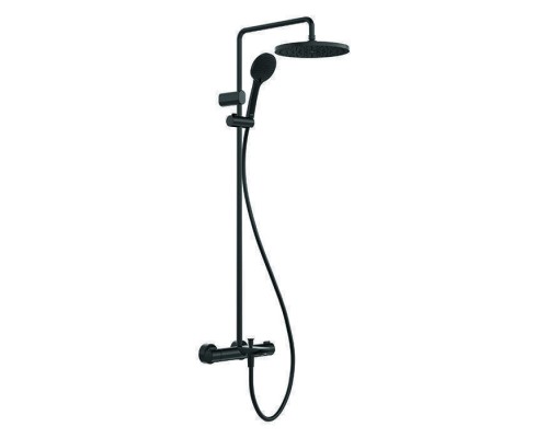 Duravit Wave Душевая система с термостатом, ручной душ с регулировкой высоты, шланг 1600 мм, ручной душ 3 режима, излив 223 мм, цвет: черный матовый. WA5280008C46