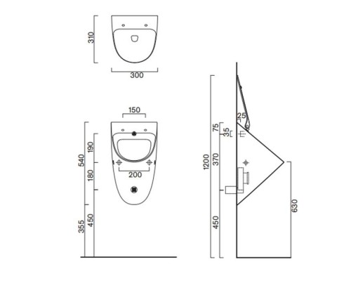 Catalano Comfort Писсуар 54x30см, цвет: белый глянцевый. 0932540001,  0954010000,  0954500000,  9056120000