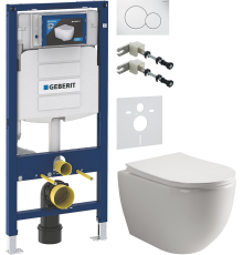 Комплект Унитаз подвесной Ceramicanova Mia Rimless CN1805 + Крепления Geberit Duofix 111.815.00.1 к стене + Шумоизоляция 156.050.00.1 + Инсталляция UP 320 111.300.00.5 + Кнопка Sigma 01 115.770.11.5 белая