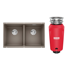 Комплект Мойка Blanco Subline 350/350-U серый беж + Измельчитель Franke