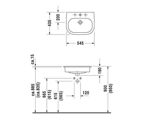 Duravit D-Code Раковина 54.5х43.5 см, 1 отв., цвет: белый. 0337540000
