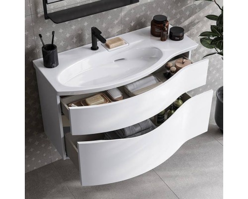 Kerama Marazzi Riva Тумба подвесная 100см, левая, с раковиной, цвет: белый матовый. RV.wb.100Lh,  RV.100Lh\WHT.M