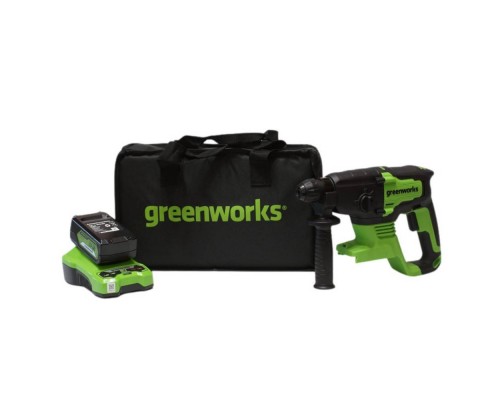 Перфоратор аккумуляторный бесщеточный Greenworks GD24SDS2 2 ДЖ, 24V (АКБ 4 Ач и ЗУ) Перфоратор аккумуляторный бесщеточный Greenworks GD24SDS2 2 ДЖ, 24V (АКБ 4 Ач и ЗУ)