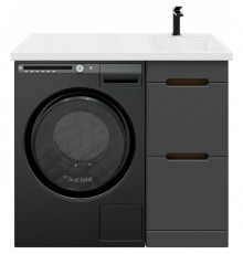 Тумба с раковиной SanStar Darko 100 R под стиральную машину дуб вотан, графит софт, раковина Даллас