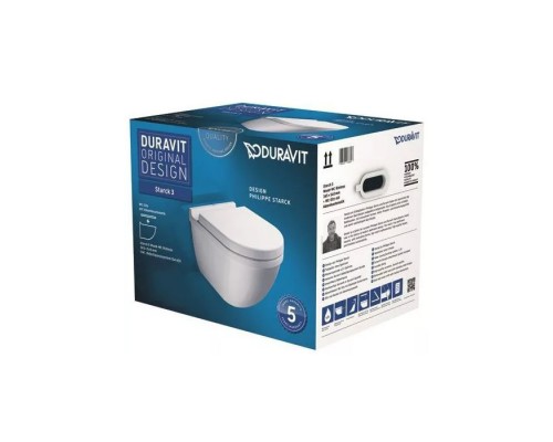 Duravit Starck 3 Унитаз 36х54см., подвесной, с сиденьем микролифт, цвет: белый. 42250900A1 (222509+006389)