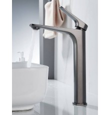 Смеситель (кран) для раковины высокий Shevanik S4211T, оружейная сталь