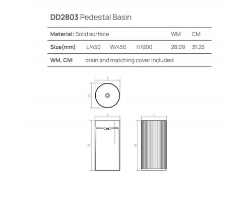 Dea Design Pedestal Basin Раковина напольная d450хh90см, цвет: dark camel. DD2803 450 1