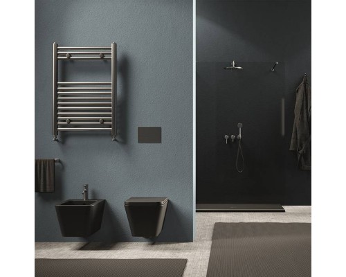 Alice Hide Square Унитаз 55х35см., подвесной, безободковый, с сиденьем и крышкой с микролифтом, с набором для крепления, цвет: чёрный матовый. 31210108SET