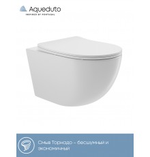 Унитаз подвесной Aqueduto Ovo Tornado OVOT2110 безободковый, с микролифтом, глянцевый белый