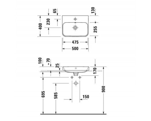 Duravit Happy D.2 Plus Раковина накладная, 50х40см., без отв., выпуск с керамической крышкой, цвет: Anthracite matt. 2360501300