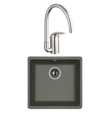 Комплект Мойка Florentina Вега 400 черный + Смеситель Grohe Euroeco